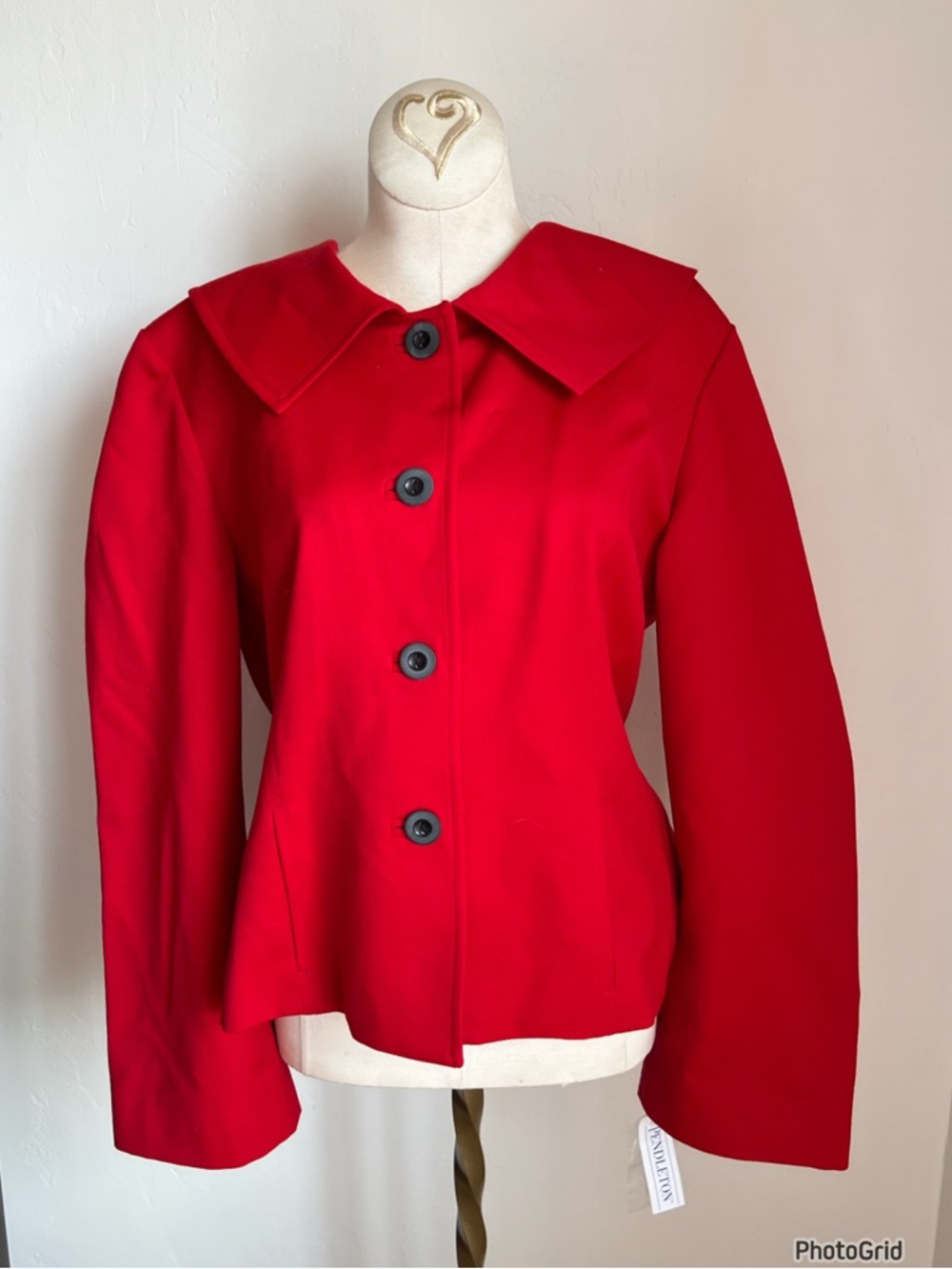 Pendleton Red Virgin Wool Collared Jacket Size 14 NEW Tags